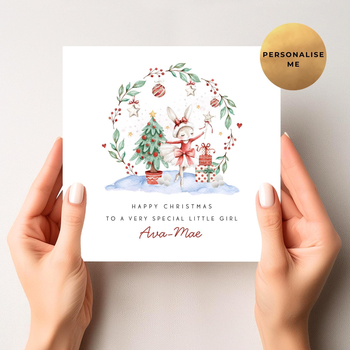 Bunny Ballerina Christmas Card