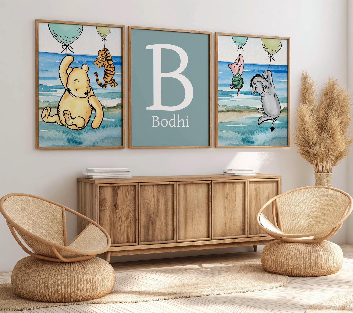 3x Winnie The Pooh Nursery Prints