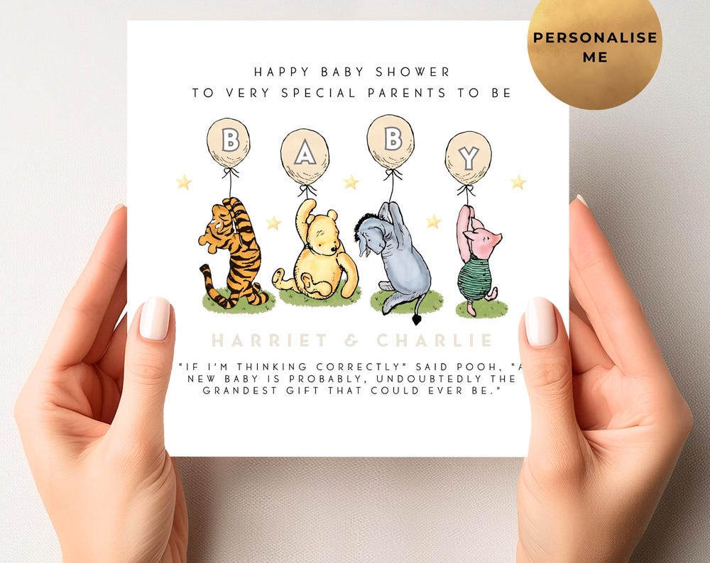 Winnie The Pooh Neutral Baby Shower Card