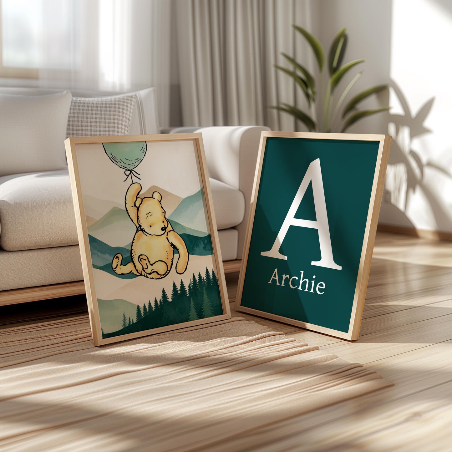 2x Winnie The Pooh Nursery Prints