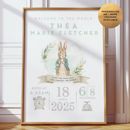 Peter Rabbit Birth Details Baby Print