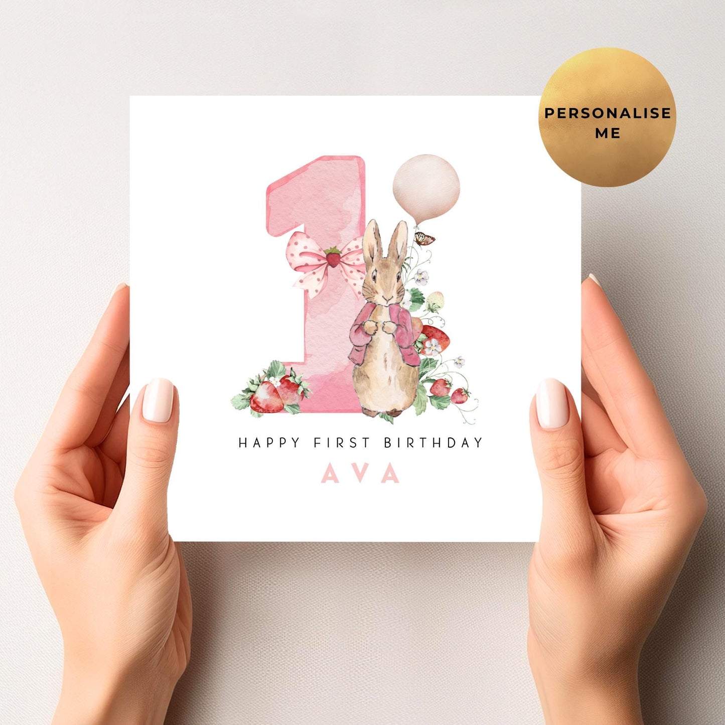 Peter Rabbit Berry First Birthday Card