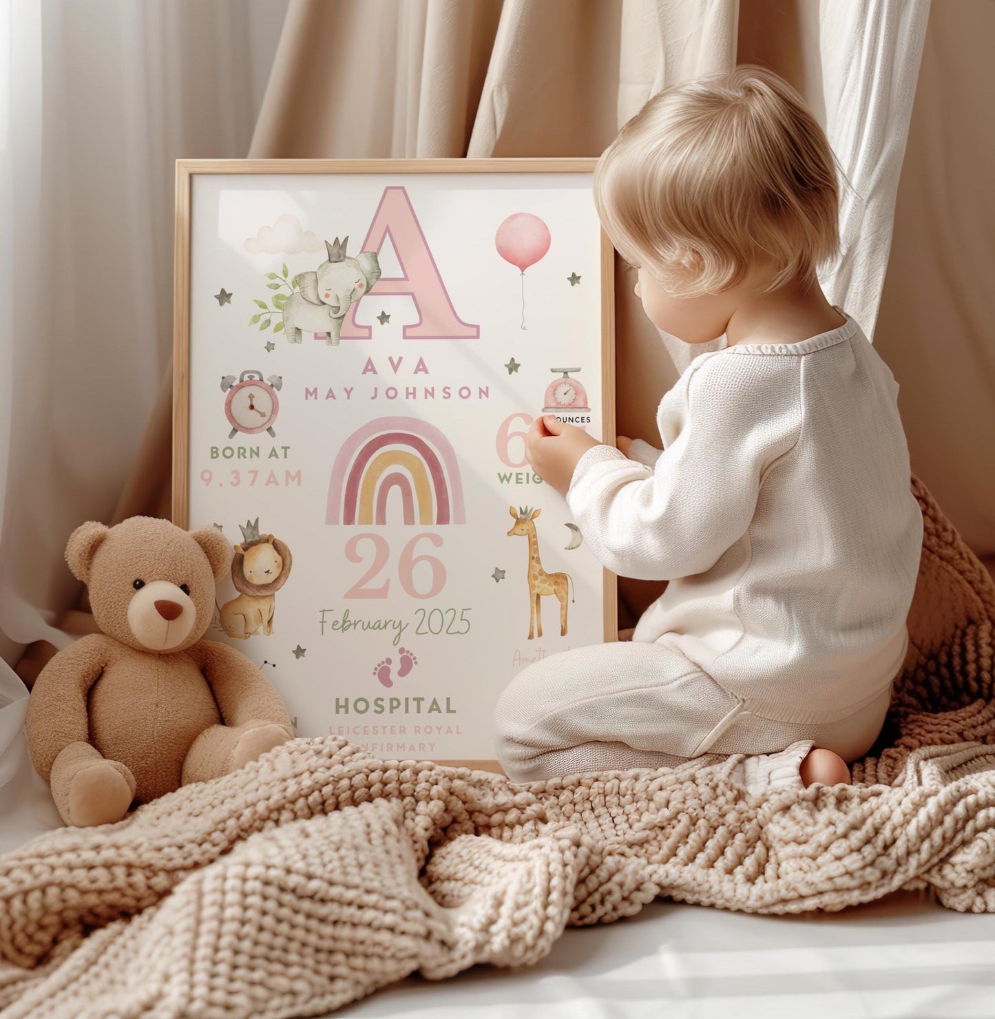 Safari New Baby Birth Details Print