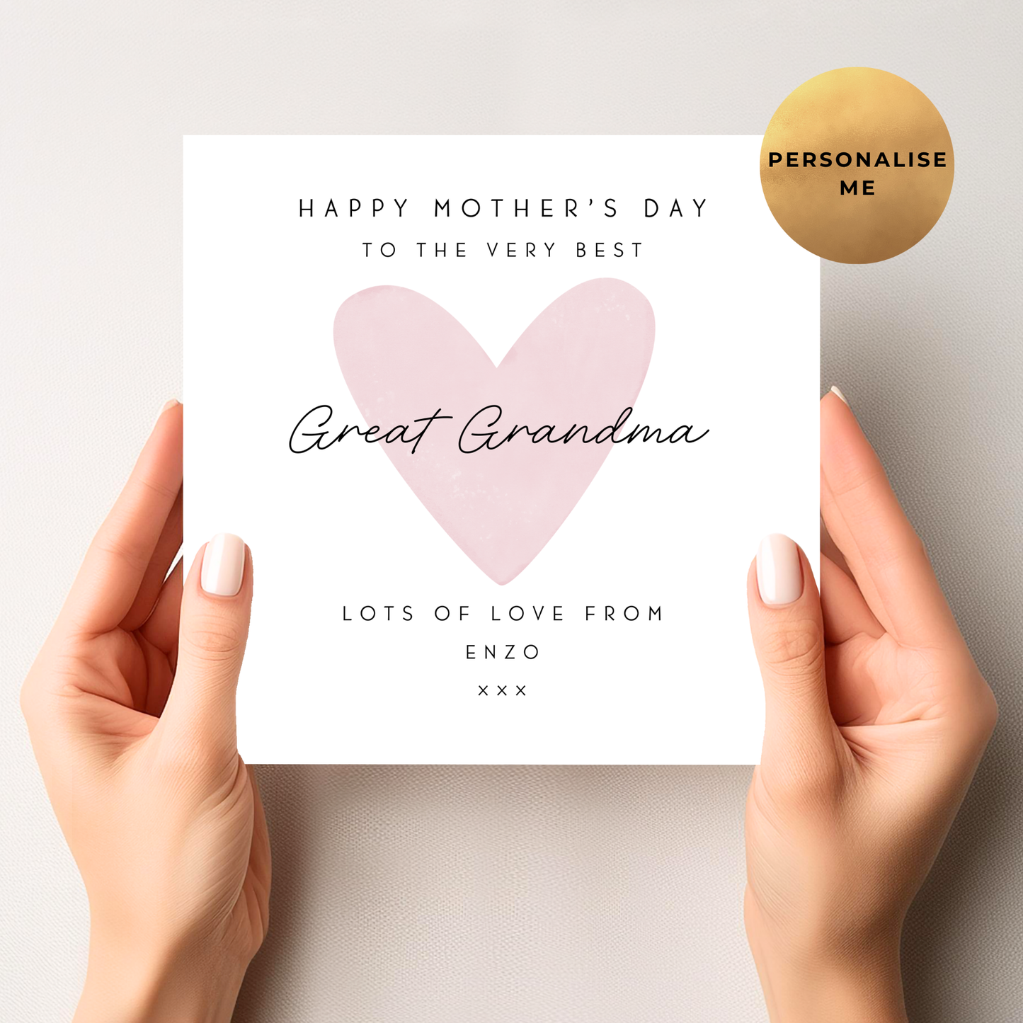 Simple Heart Mother's Day Card For Great Grandparent