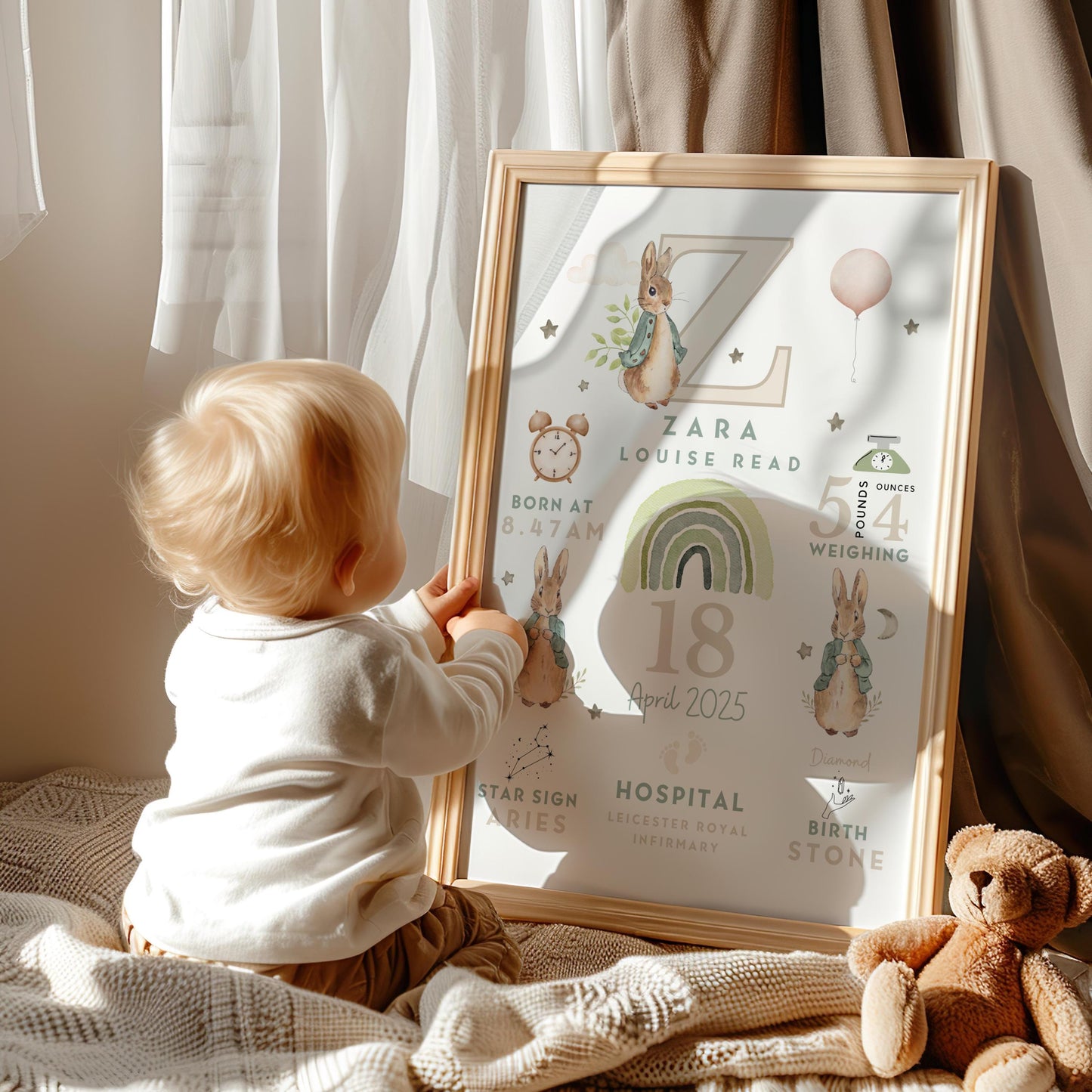 Peter Rabbit New Baby Birth Details Print