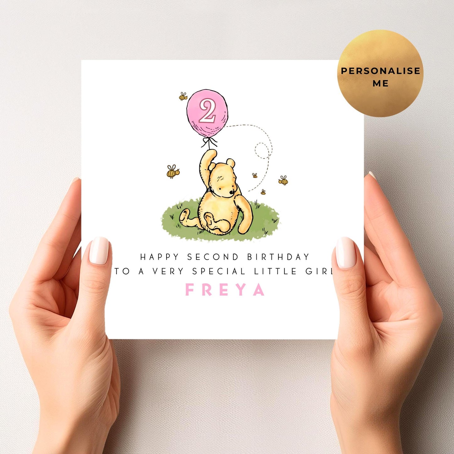 Winnie The Pooh Age Birthday Card For Little Girl