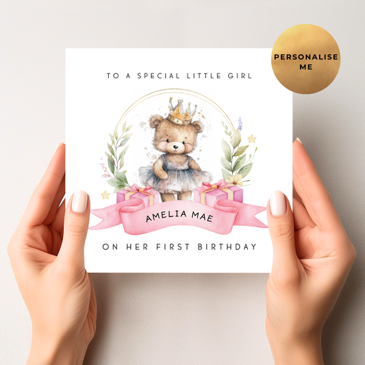 Teddy Bear Ballerina Birthday Card