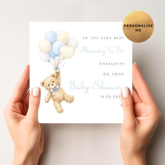 Baby Boy Bear Baby Shower Card