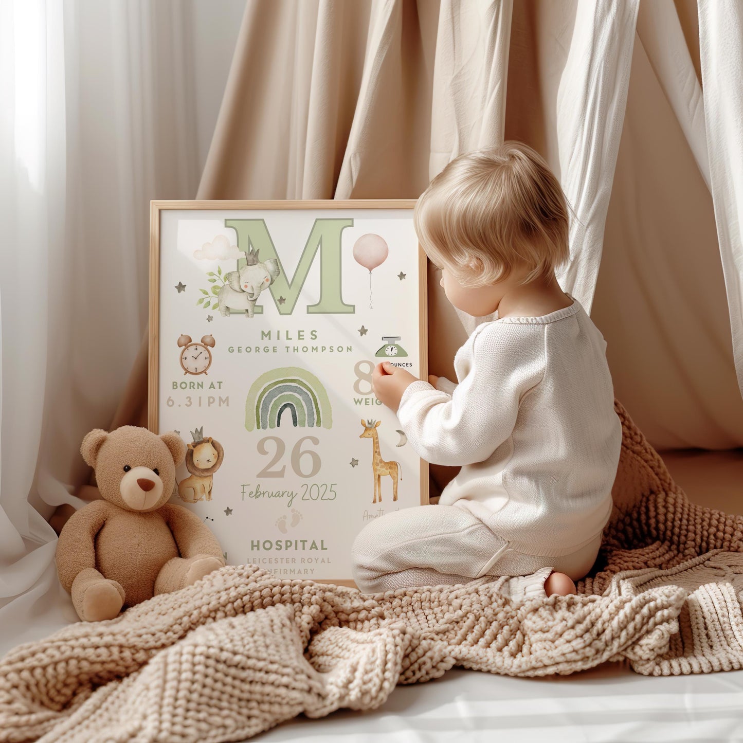 Safari New Baby Birth Details Print