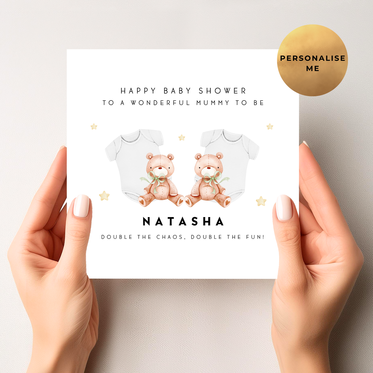 Gender Neutral Baby Shower Card For Twin Mum