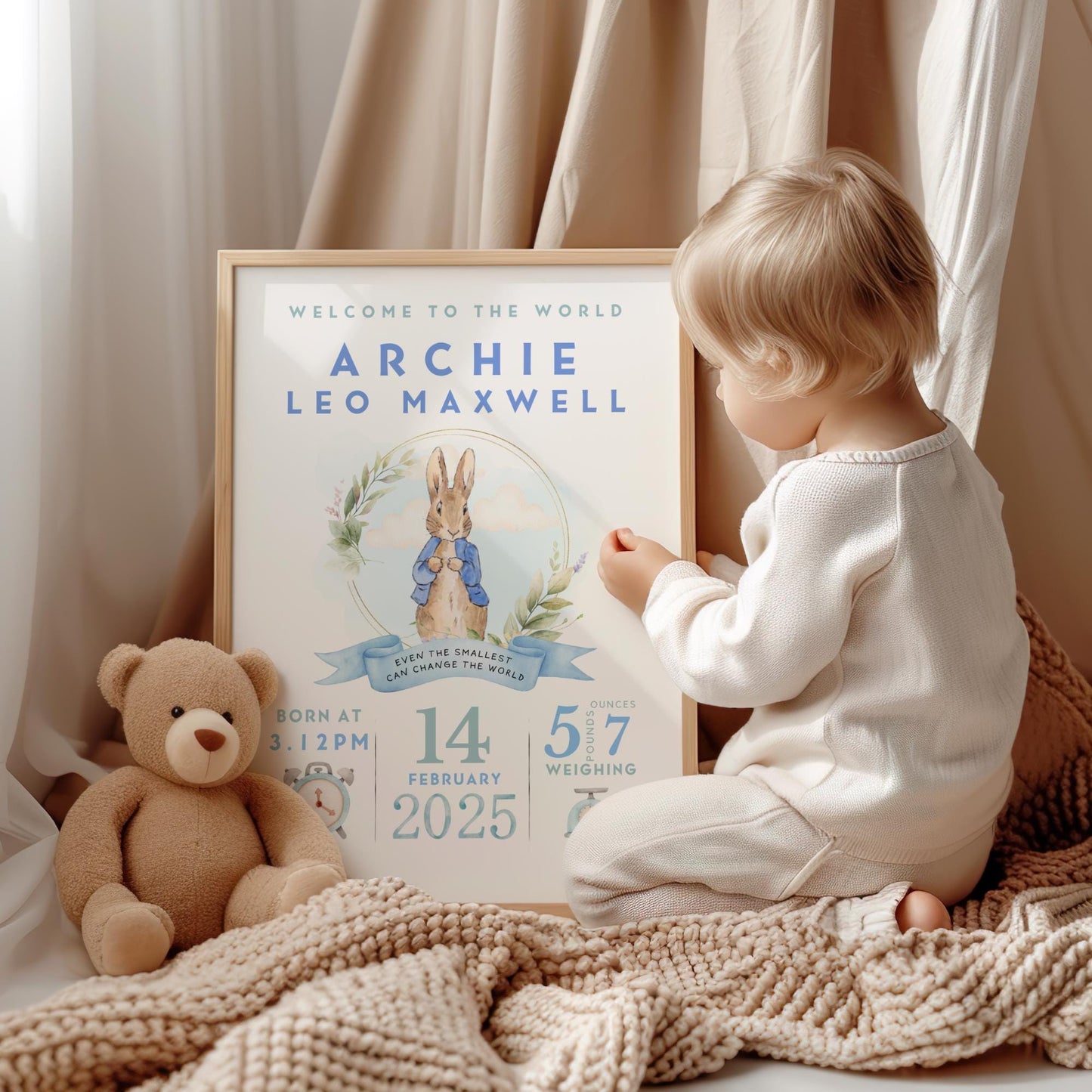 Peter Rabbit New Baby Birth Details Print