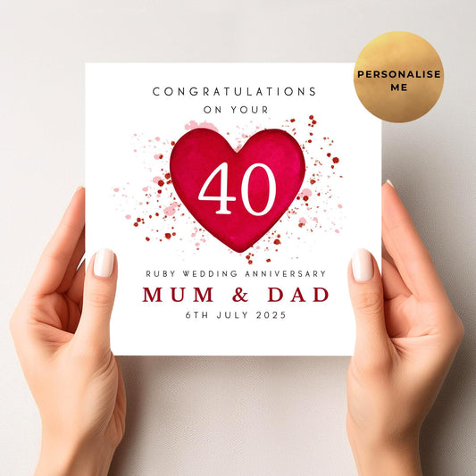 Ruby Wedding Anniversary Card