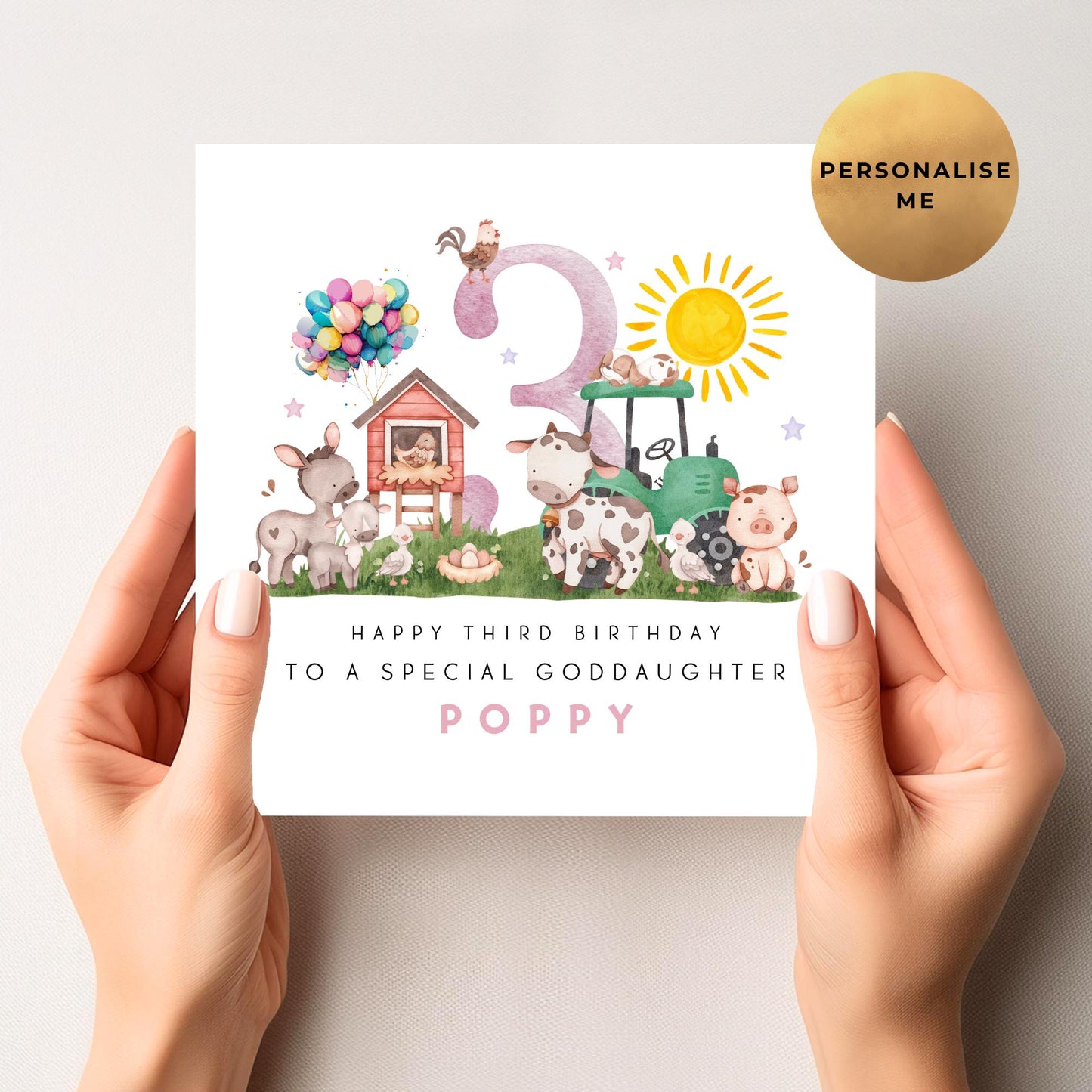 Farm Yard Birthday Card For Little Girl