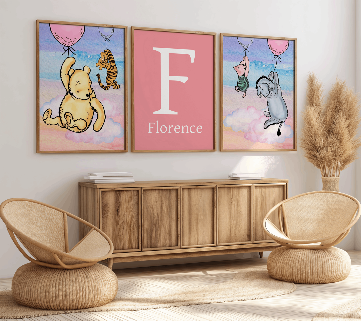 3x Winnie The Pooh Nursery Prints