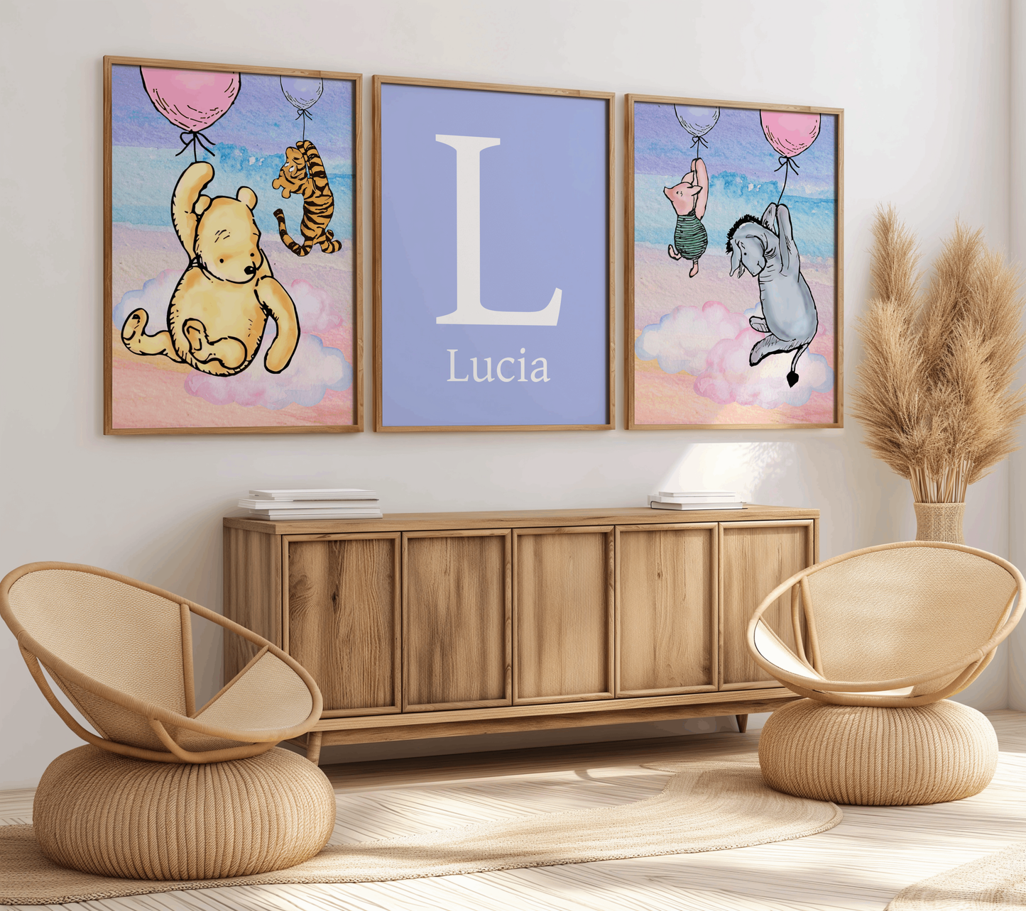 3x Winnie The Pooh Nursery Prints