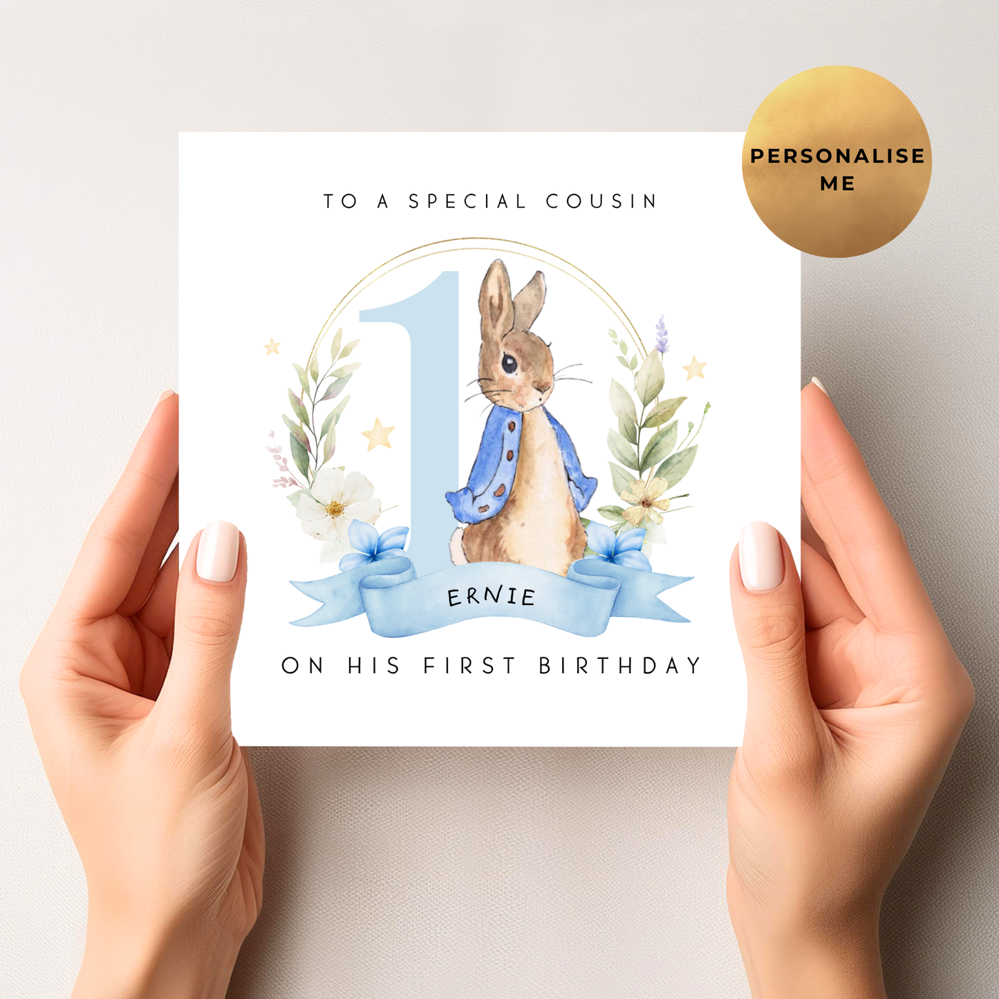 Peter Rabbit First Birthday Card