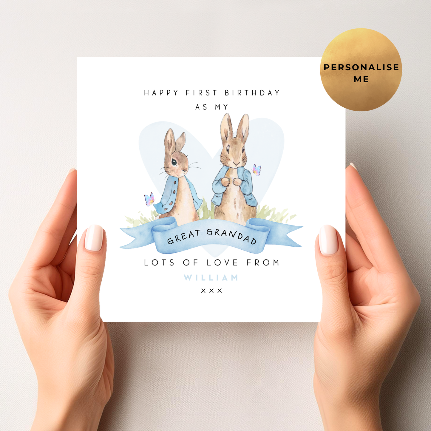 Peter Rabbit First Birthday Card For Him - From A Little Boy