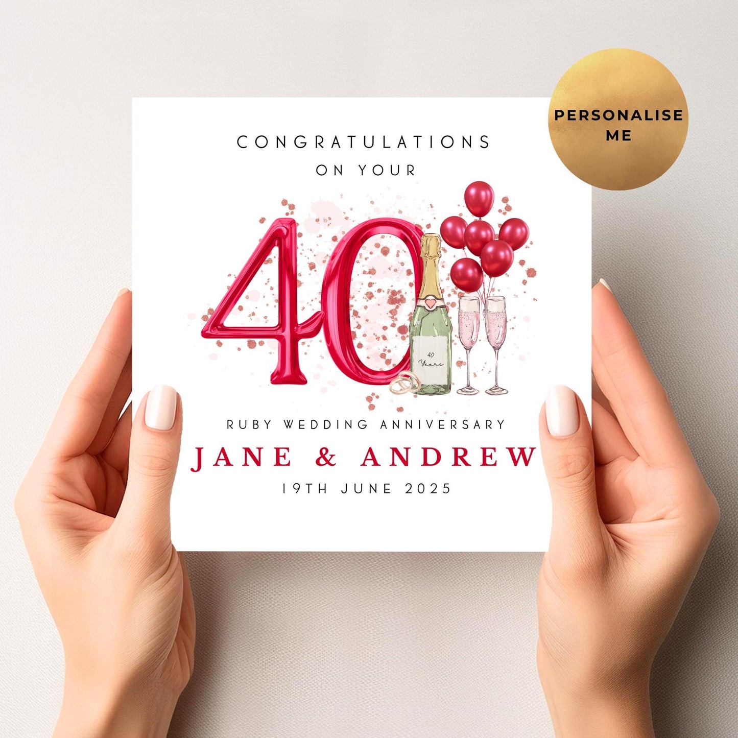 Ruby Wedding Anniversary Card