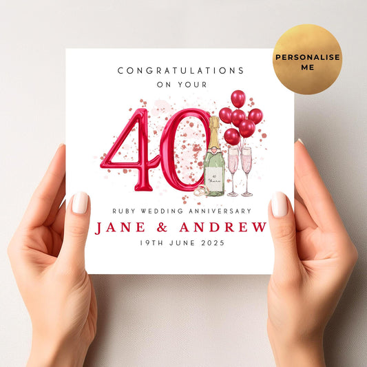 Ruby Wedding Anniversary Card