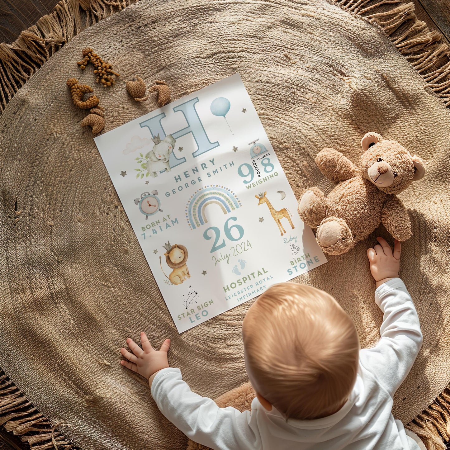 Safari New Baby Birth Details Print