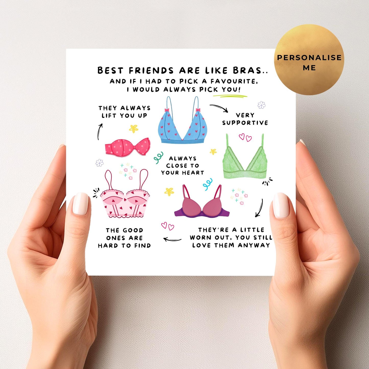Best Friends Are Like Bras Birthday Card