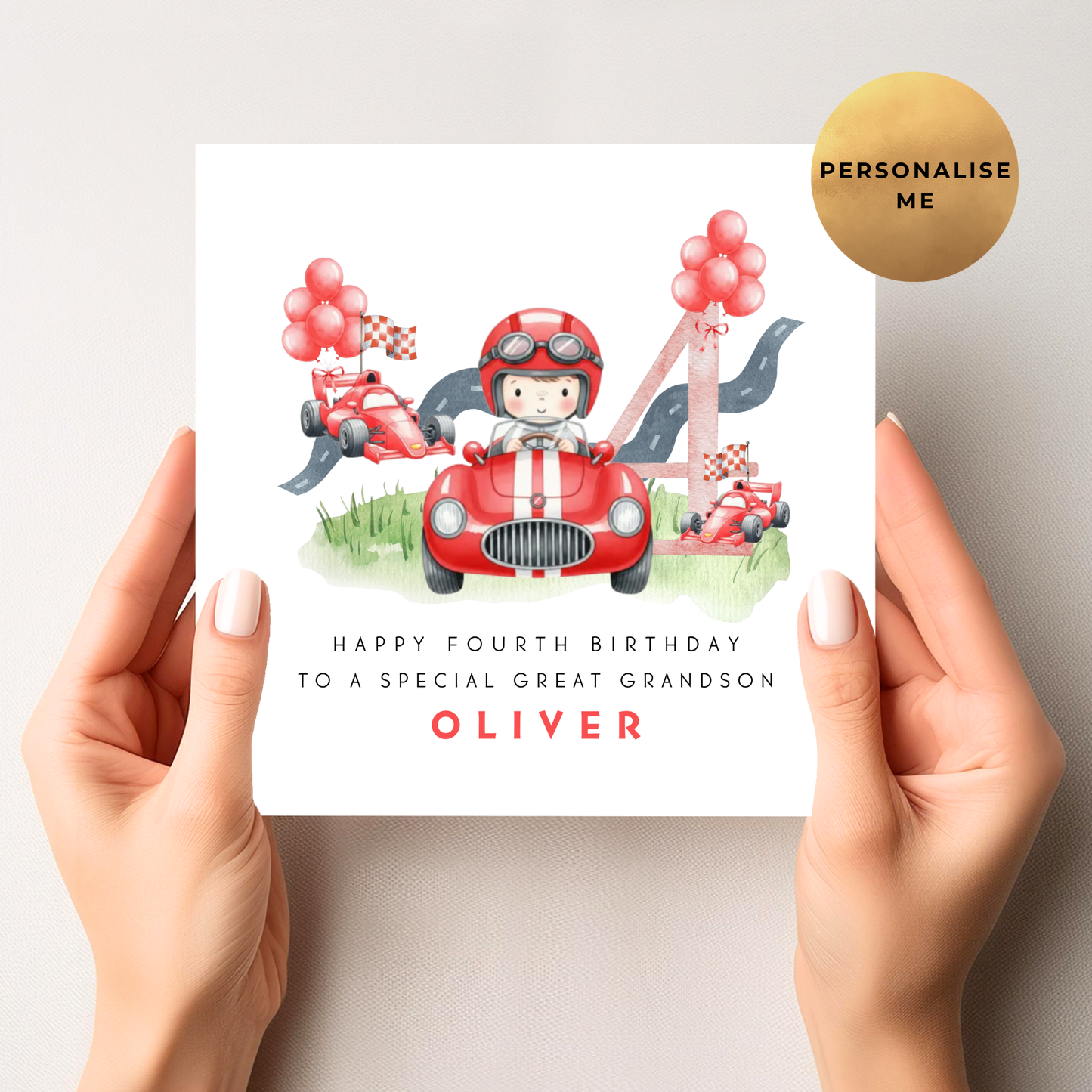 Red Racing Car Birthday Card