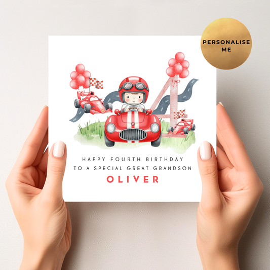 Red Racing Car Birthday Card