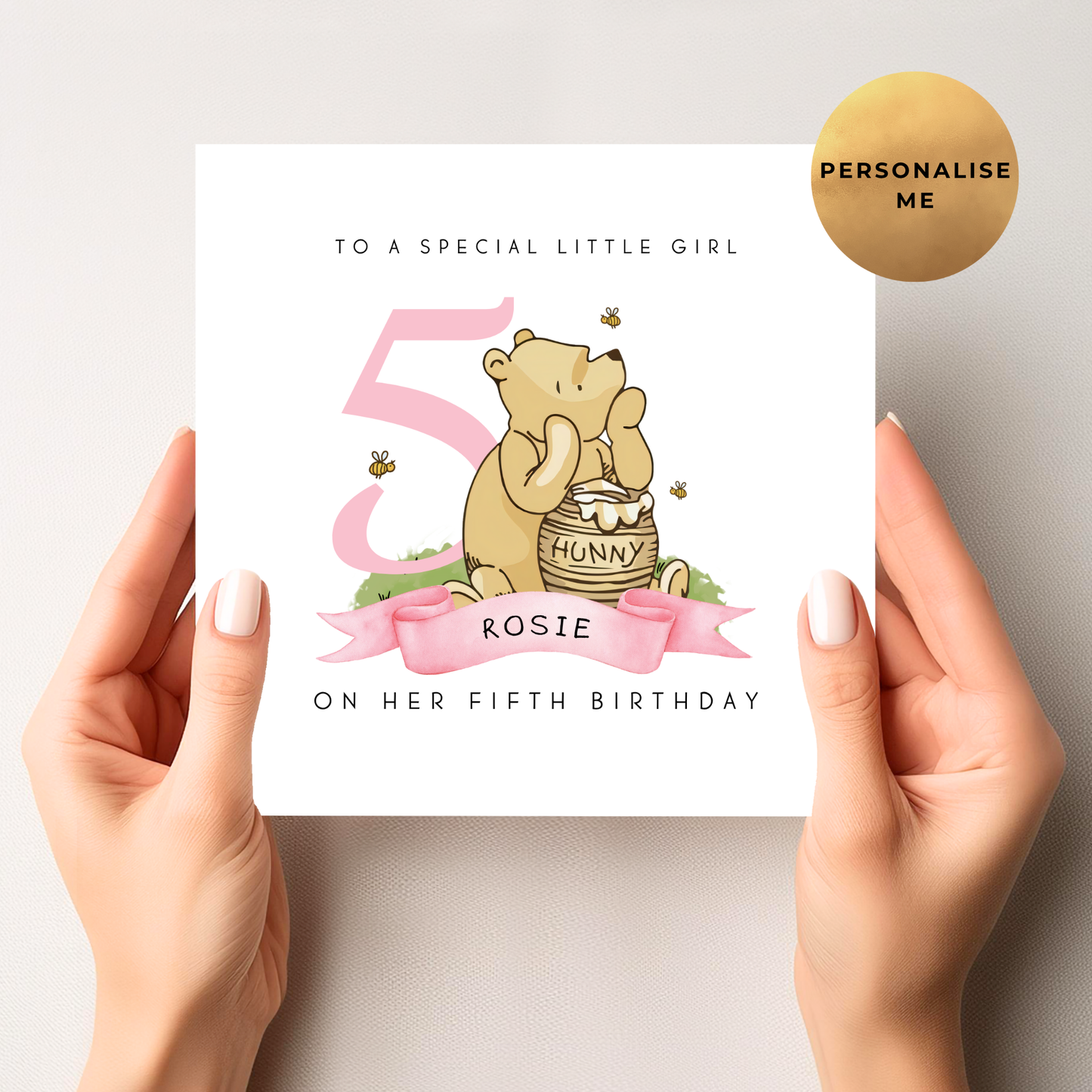 Winnie The Pooh Age Birthday Card For Girl