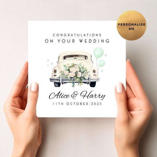 Mint Wedding Car Wedding Card