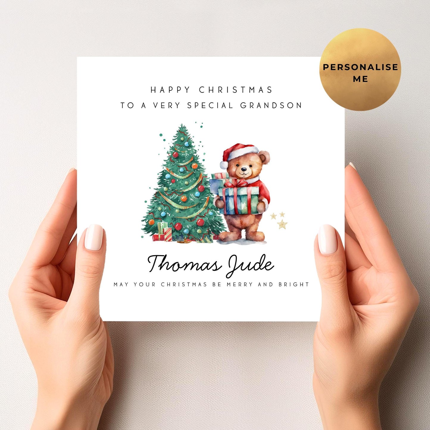 Teddy Bear Christmas Card For Little Boy