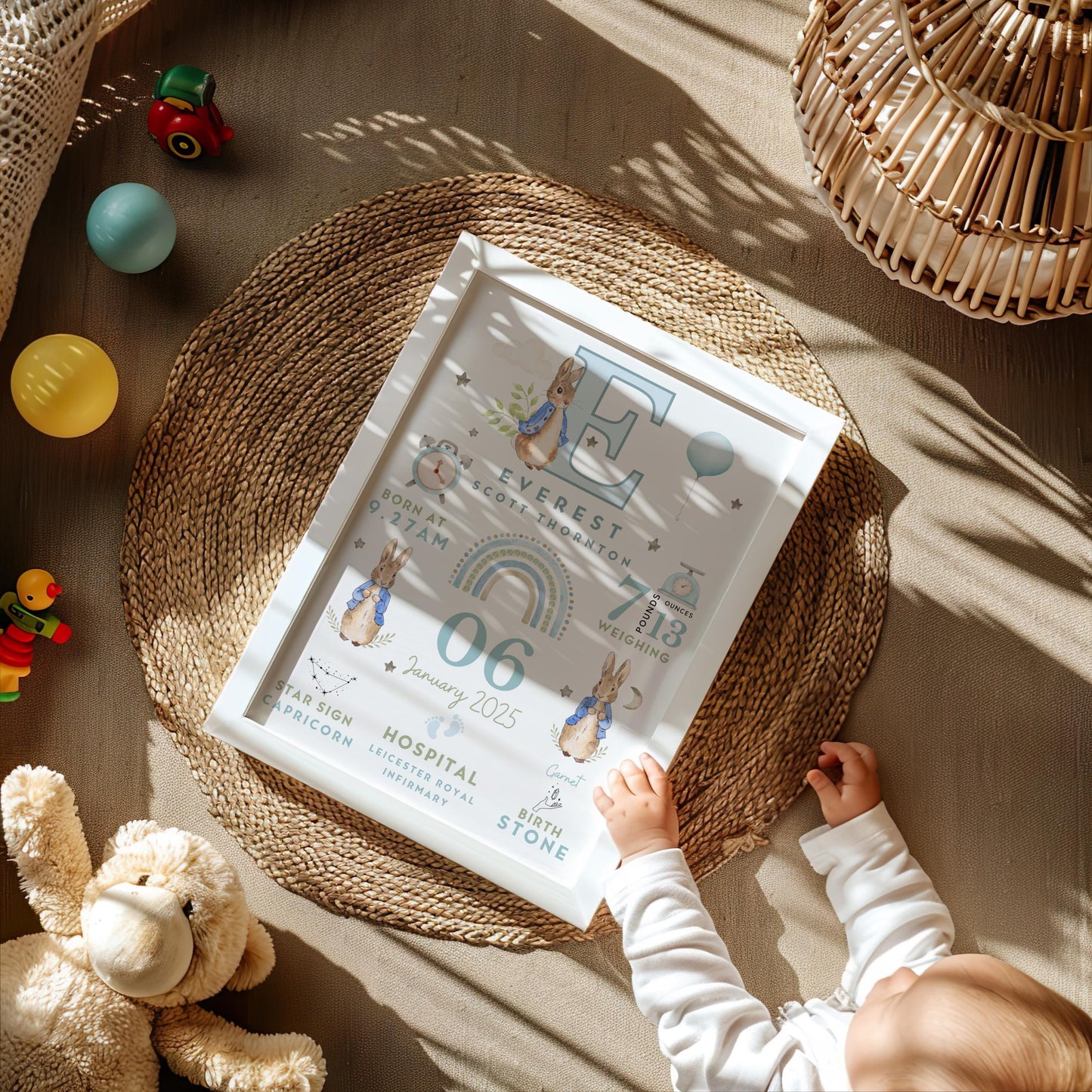 Peter Rabbit New Baby Birth Details Print