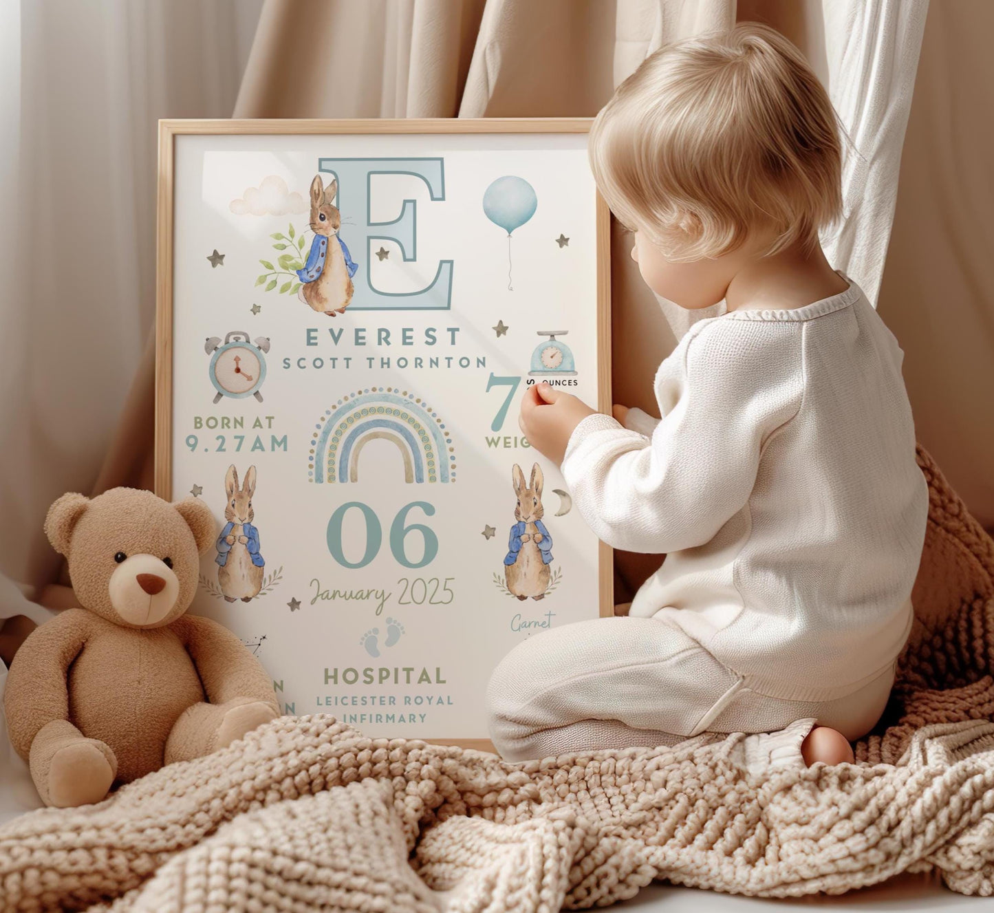 Peter Rabbit New Baby Birth Details Print
