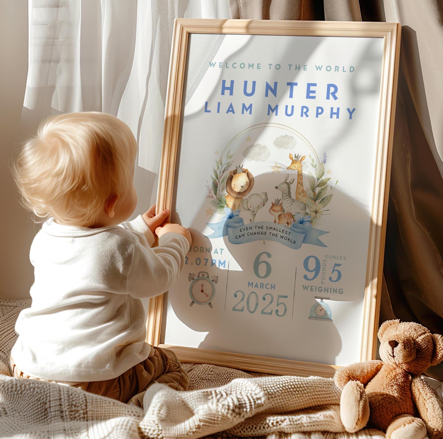 Safari New Baby Birth Details Print