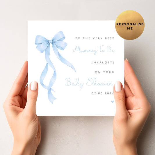 Baby Boy Ribbon Baby Shower Card