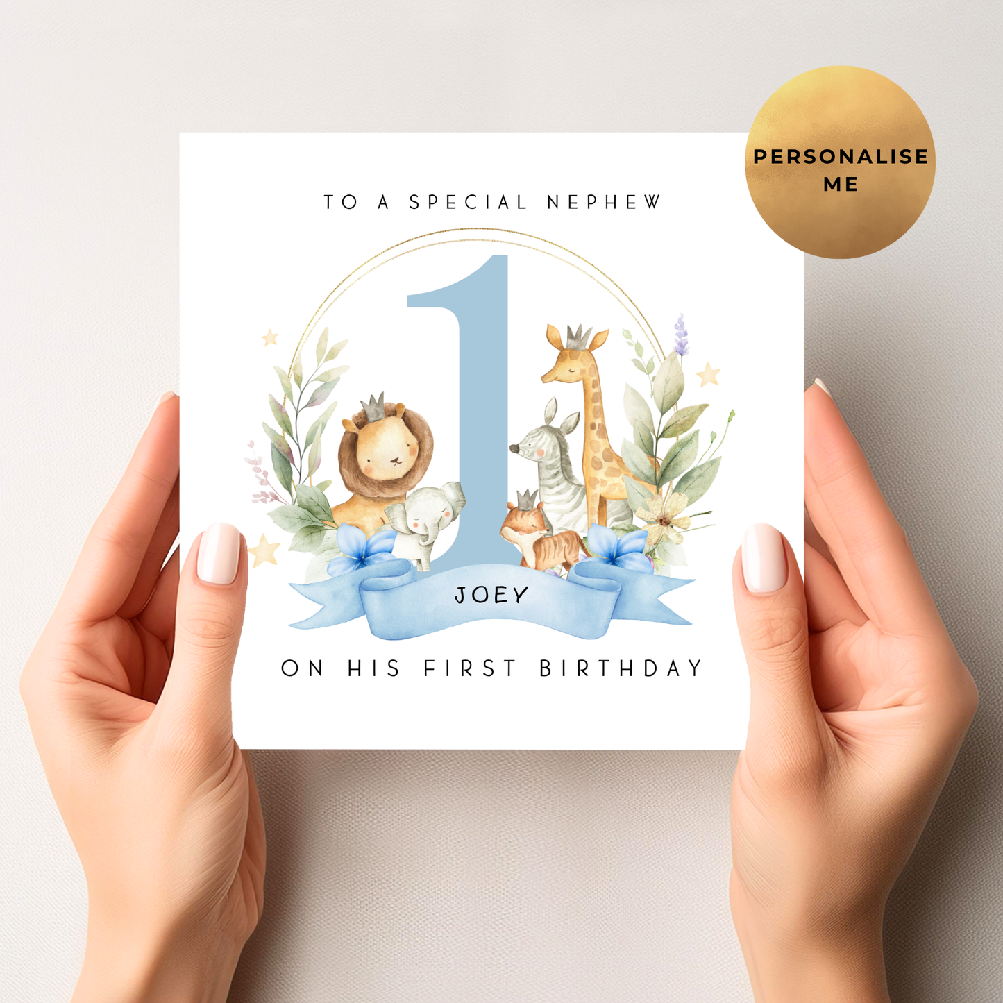 Safari First Birthday Card For Boy