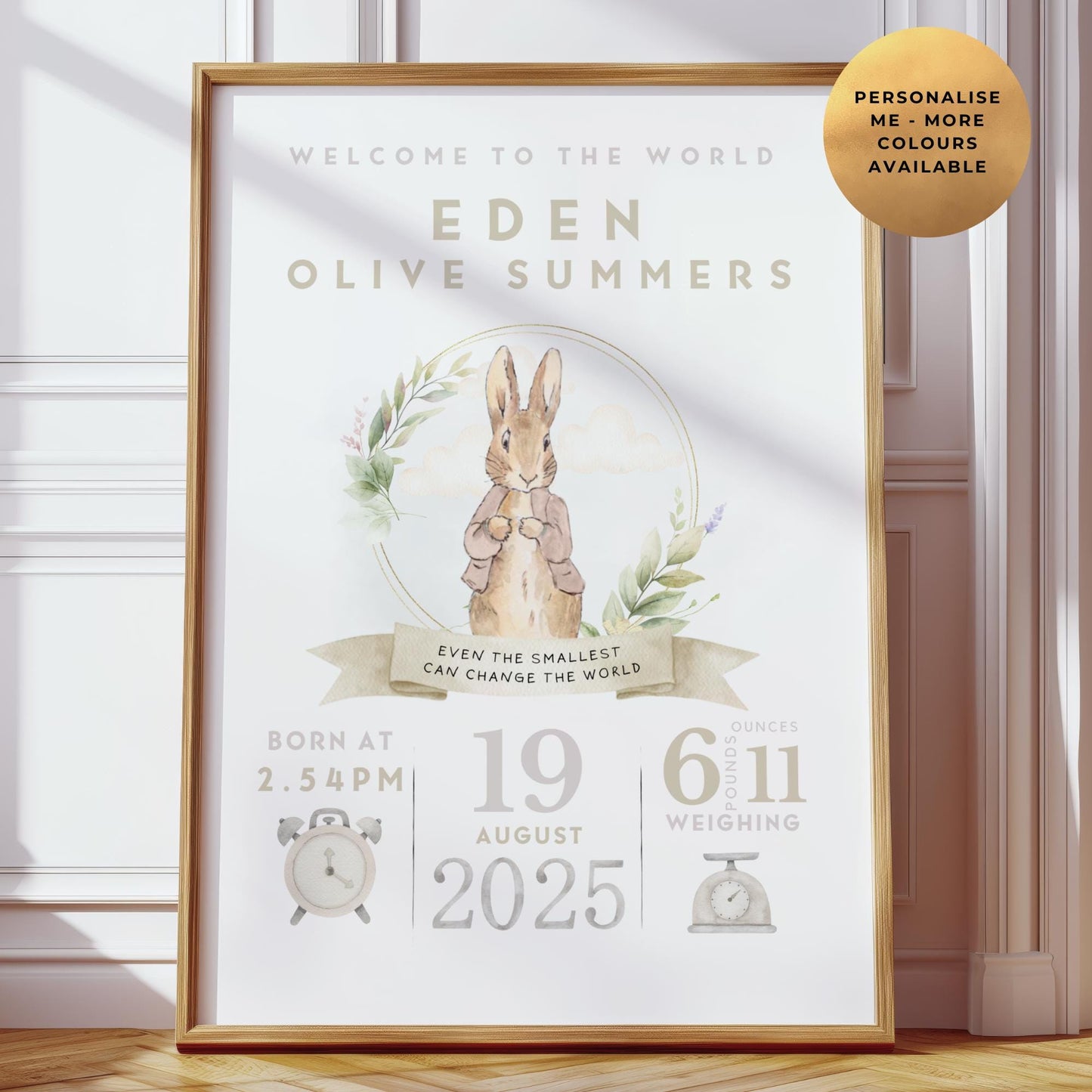 Peter Rabbit Birth Details Baby Print
