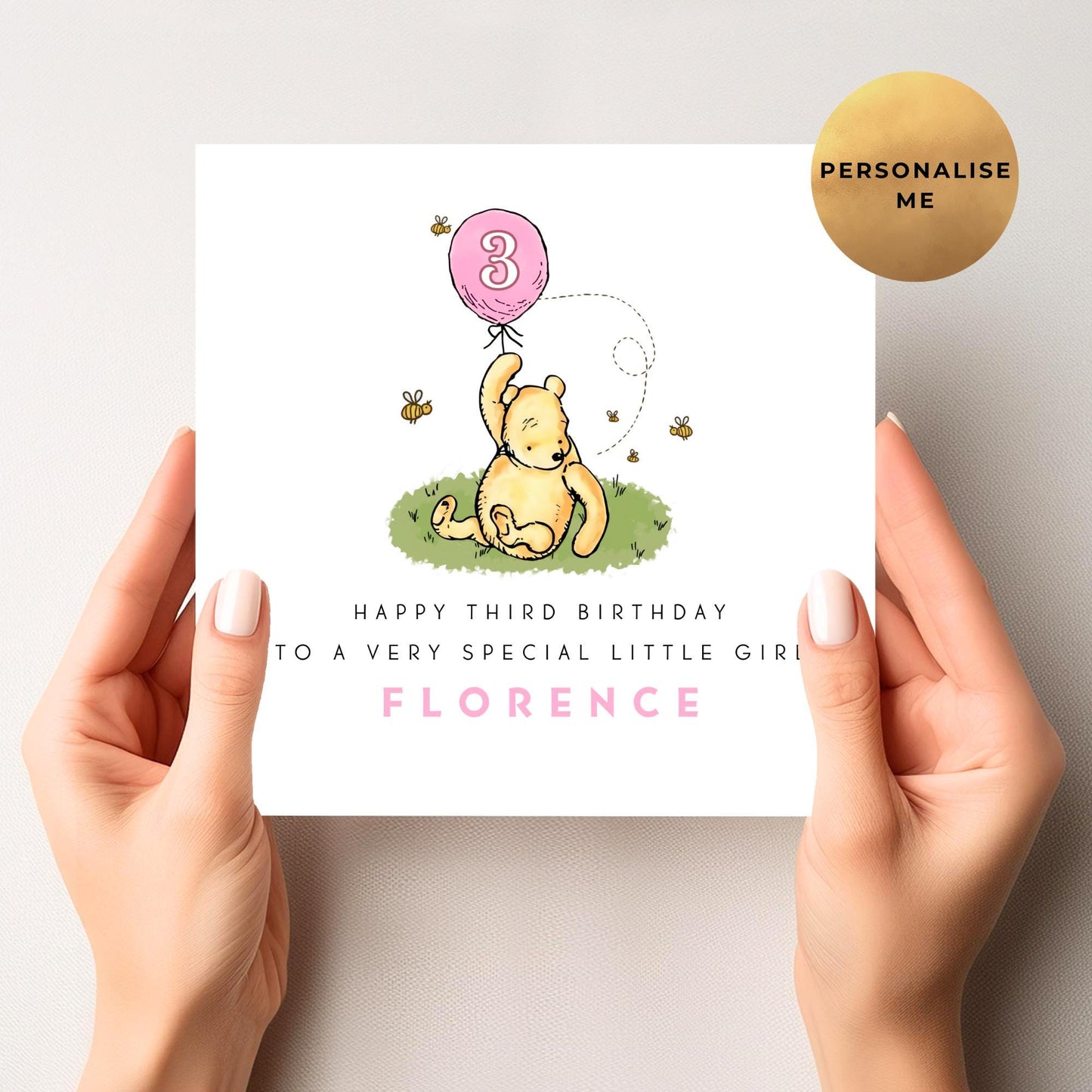 Winnie The Pooh Age Birthday Card For Little Girl