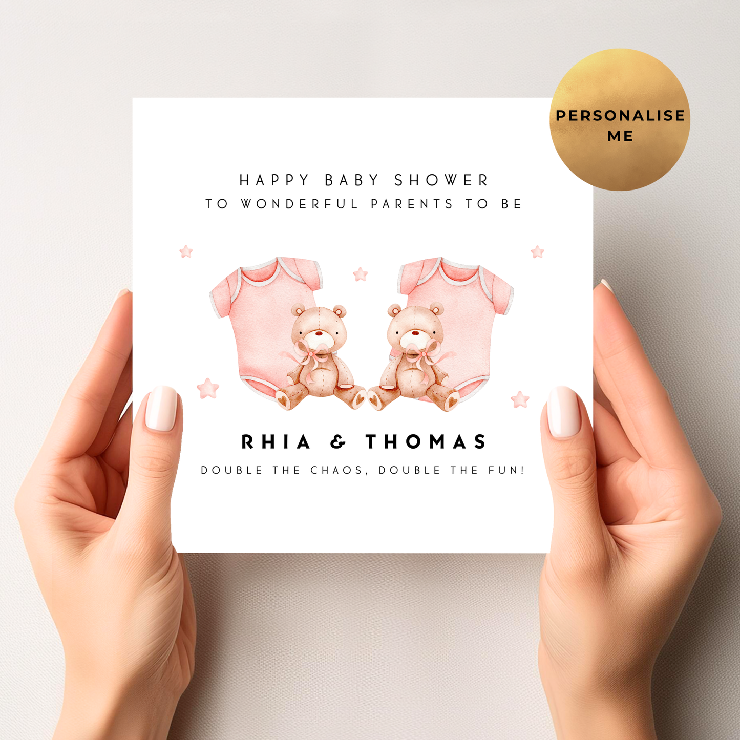 Baby Shower Card For Twin Girls