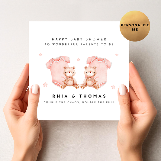 Baby Shower Card For Twin Girls