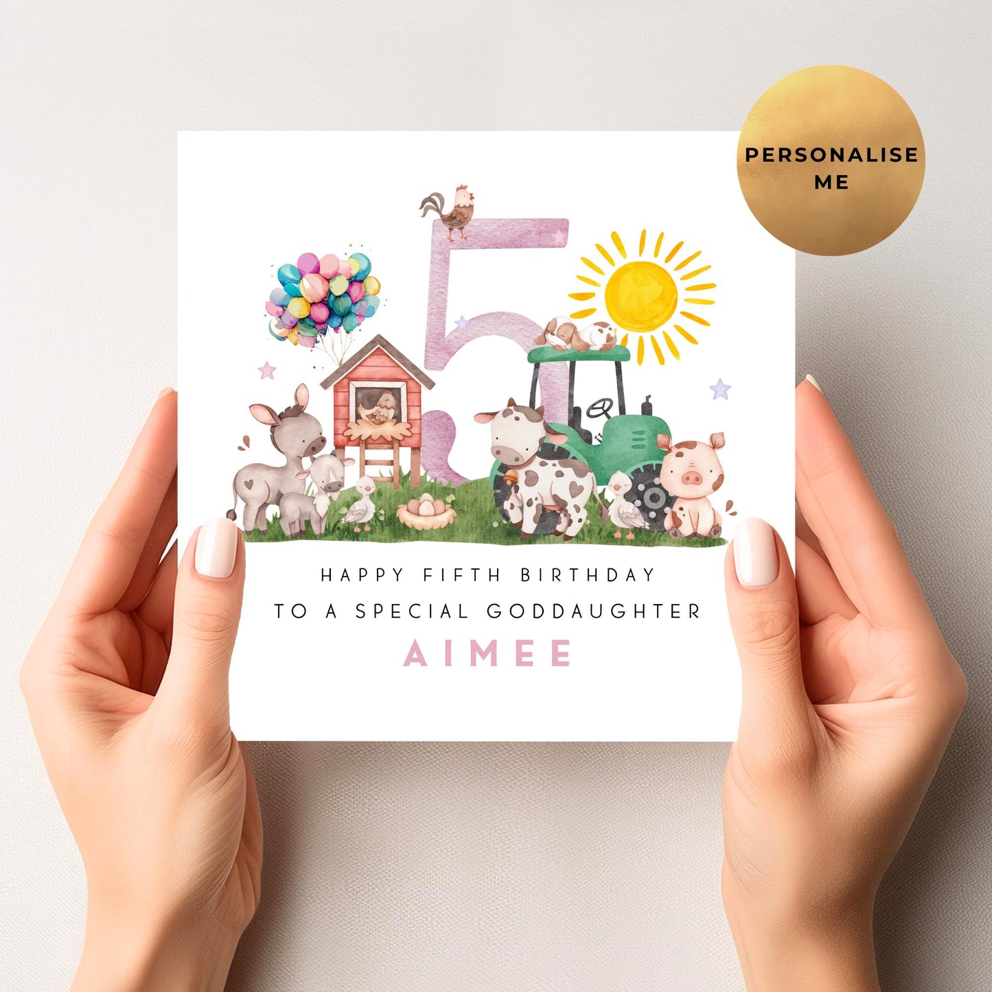 Farm Yard Birthday Card For Little Girl