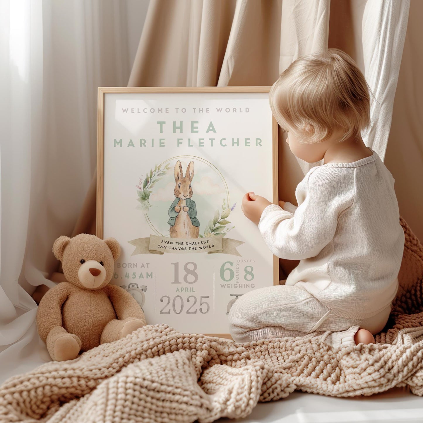 Peter Rabbit Birth Details Baby Print
