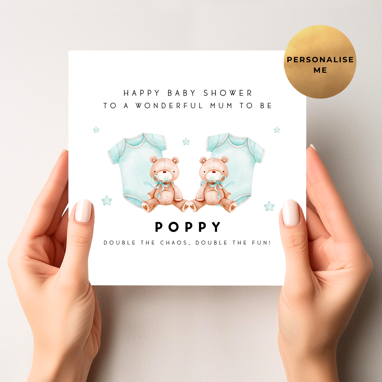 Baby Shower Card For Twin Boys