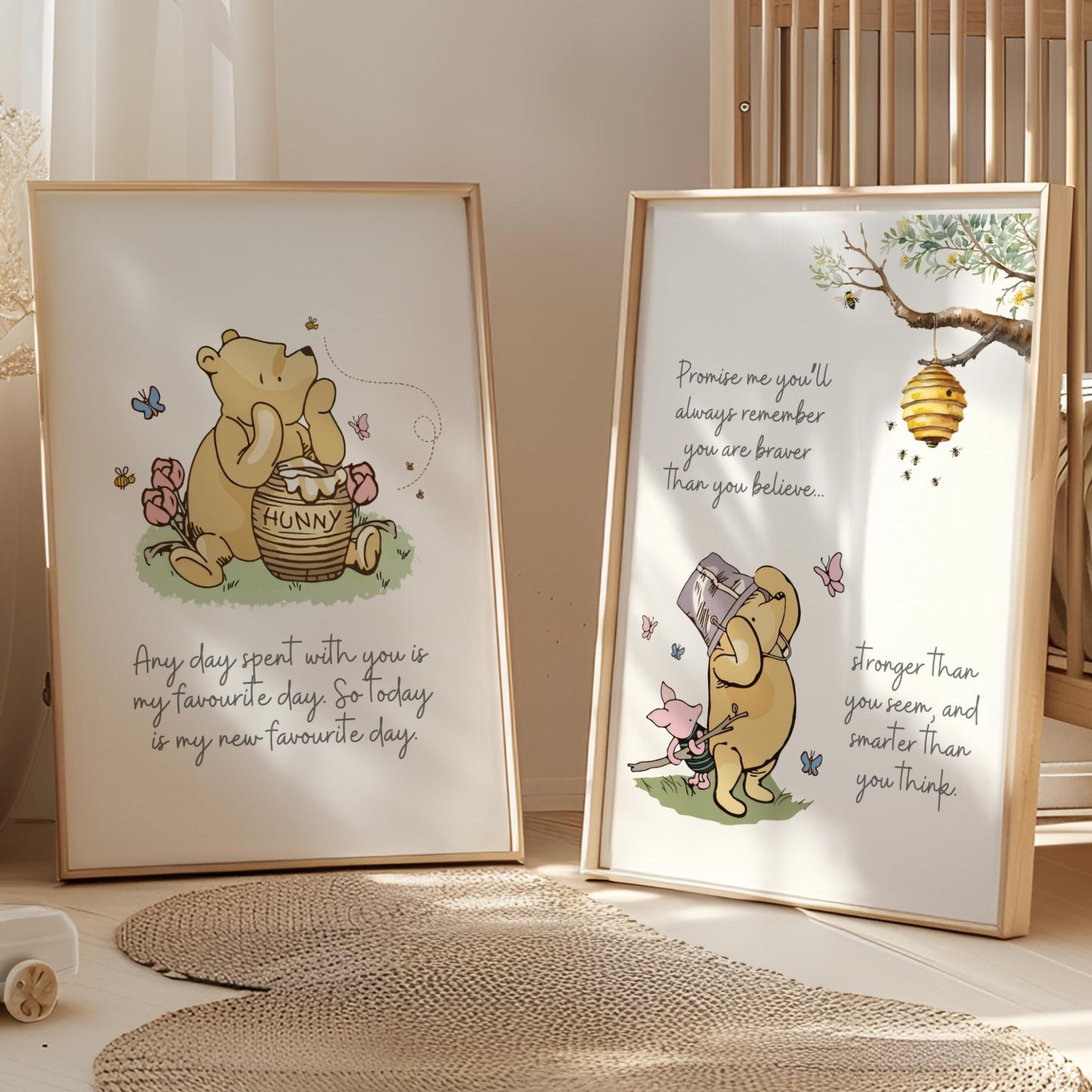 2x Winnie The Pooh Nursery Prints