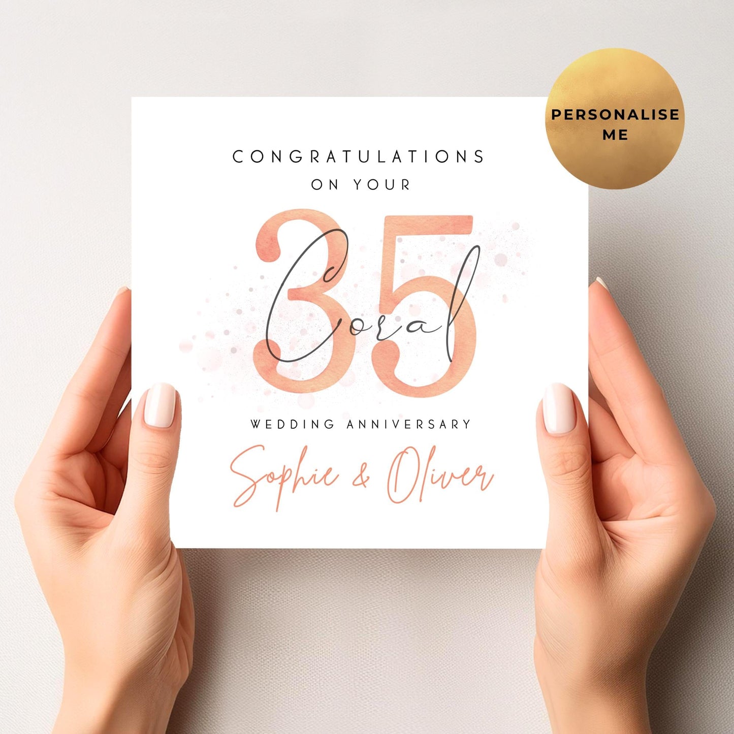 Coral Anniversary Card