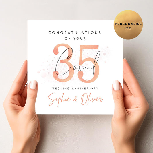 Coral Anniversary Card