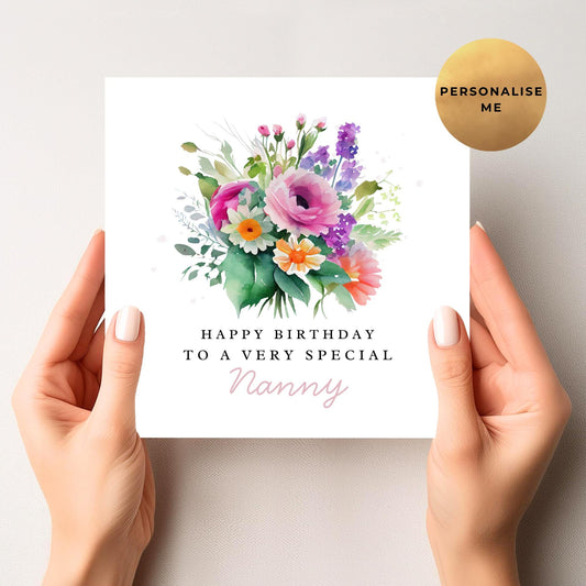 Floral Birthday Card For Nanny