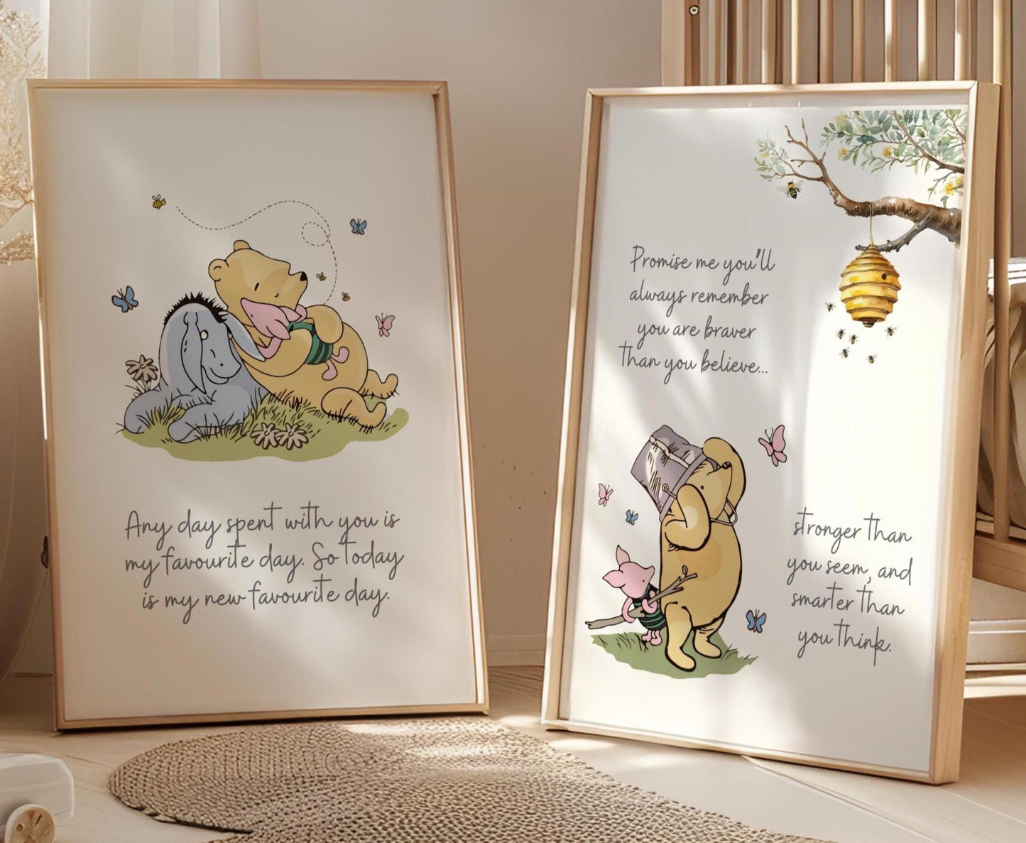 2x Winnie The Pooh Nursery Prints