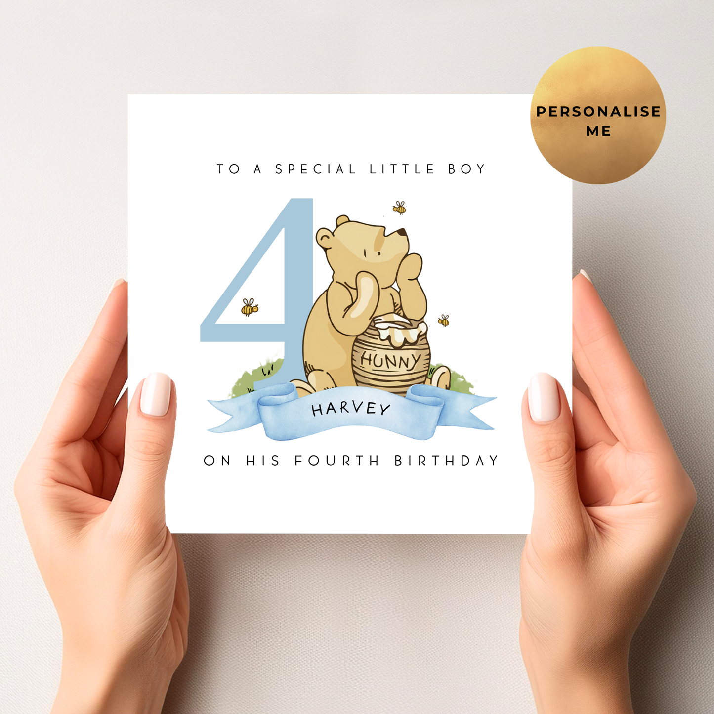 Winnie The Pooh Age Birthday Card For Boy