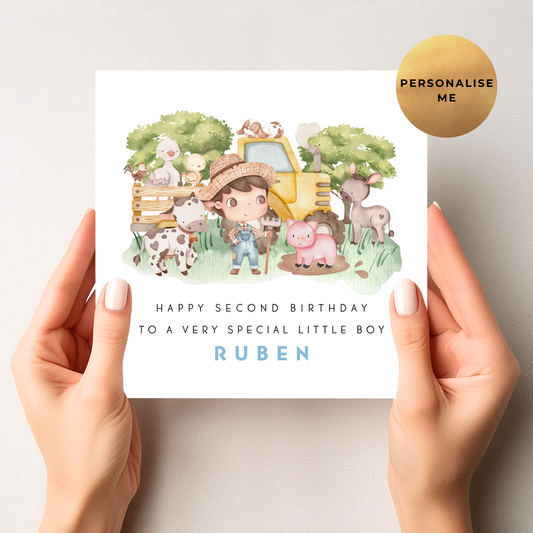 Farm Animal Birthday Card For Little Boy