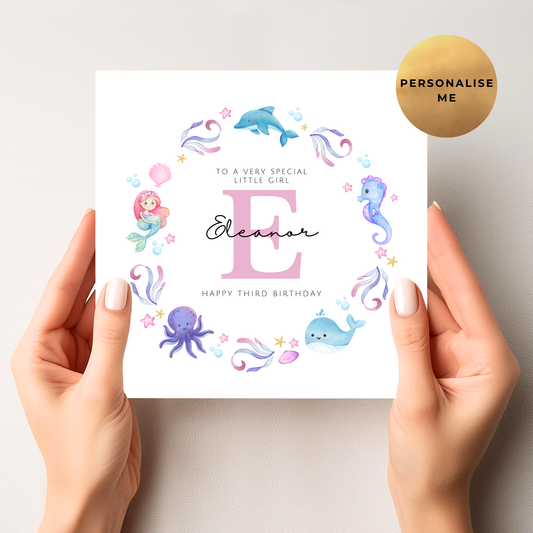 Mermaid Birthday Card For Little Girl